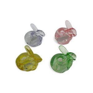 Pastel Colored Glass Rabbit Candle Holder Figurines Set Of 4 Bunnies